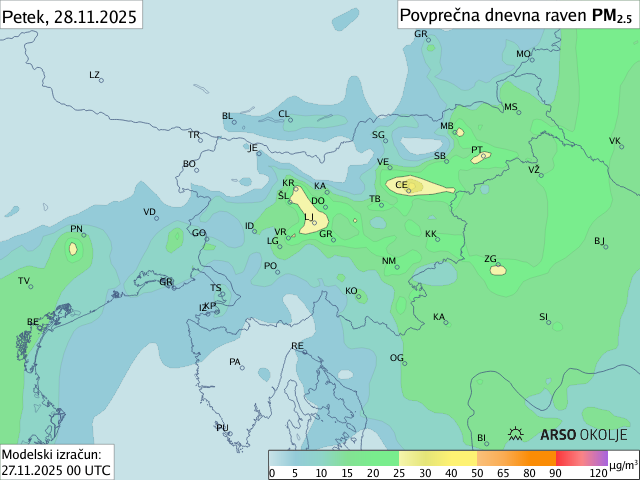Napoved PM2,5 za jutri